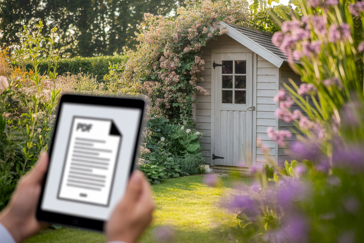 jardin-cabane-bois-personne-tablette