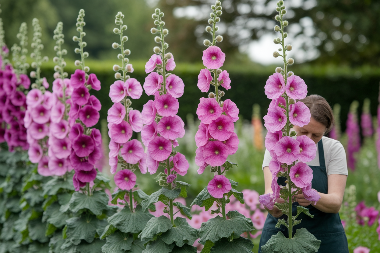 jardinier-rose-tremiere-fleuri