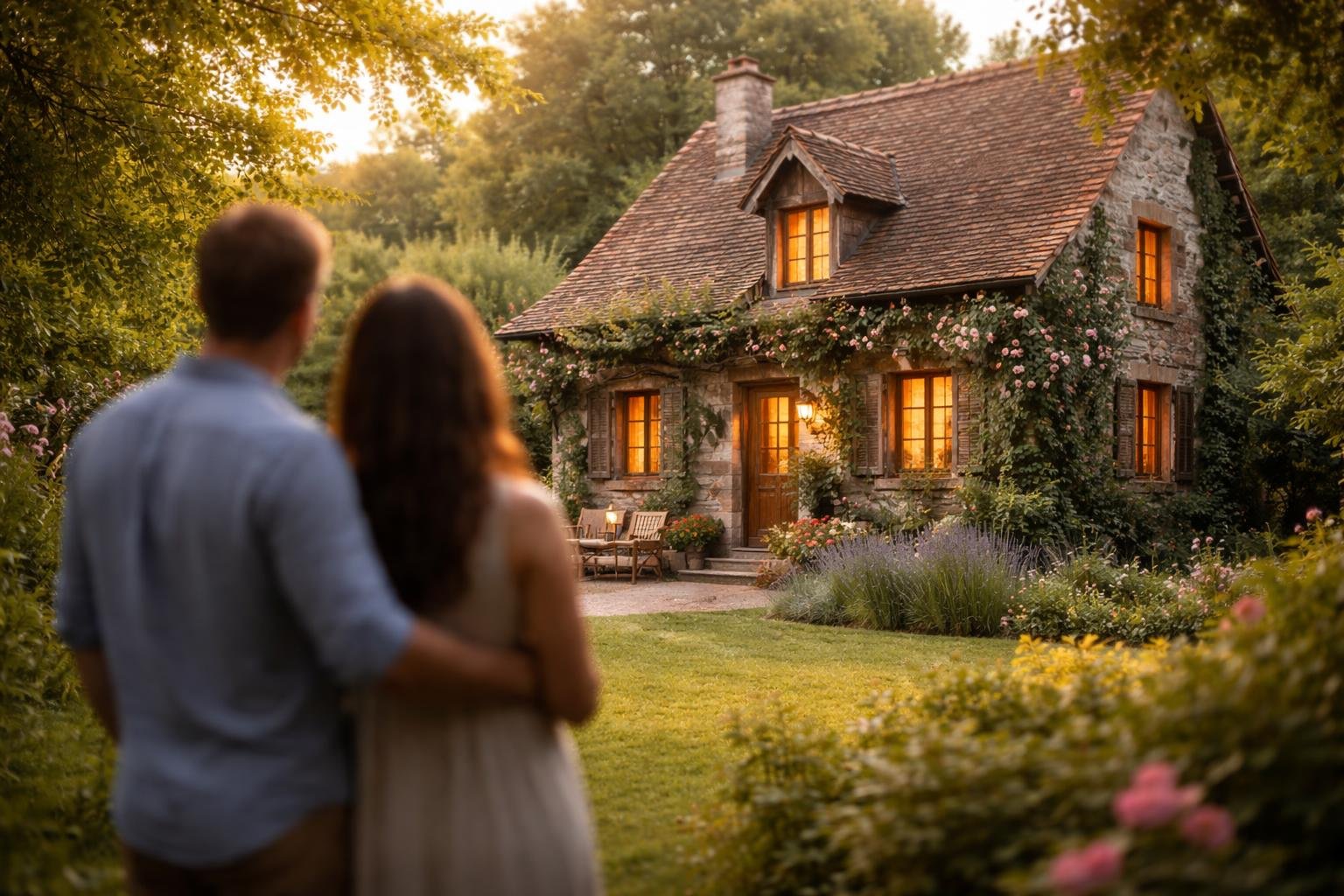 maison-rustique-couple-dos-jardin