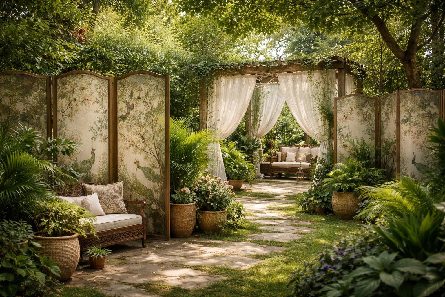 jardin-luxuriant-pergola-rideaux-plantes