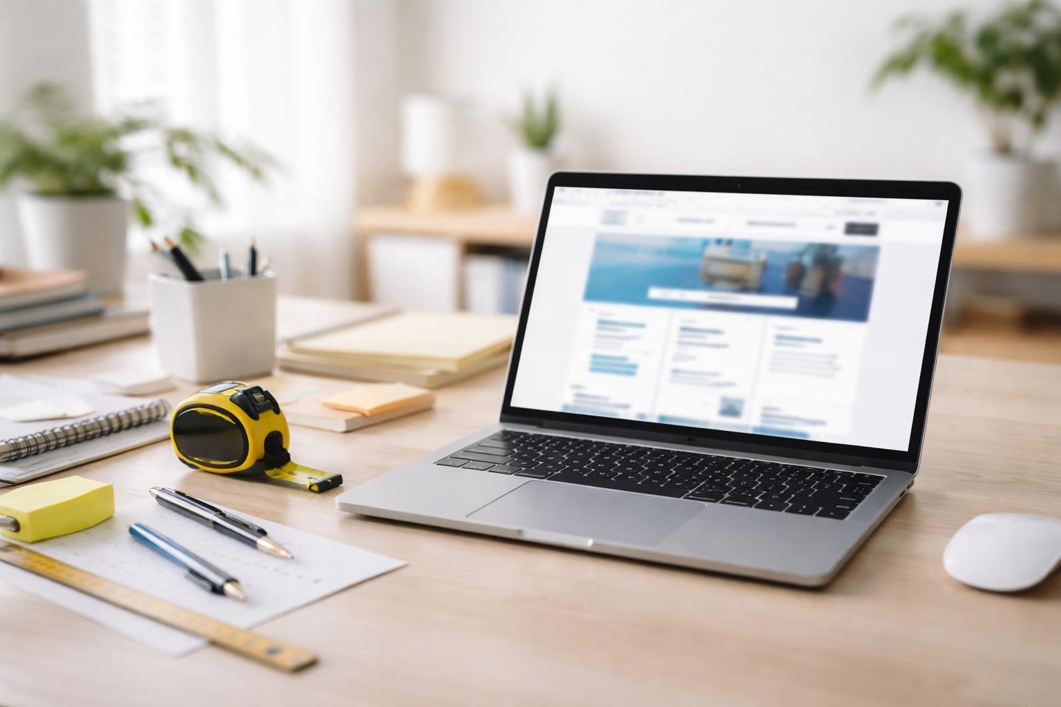 bureau-moderne-ordinateur-papeterie-minimaliste
