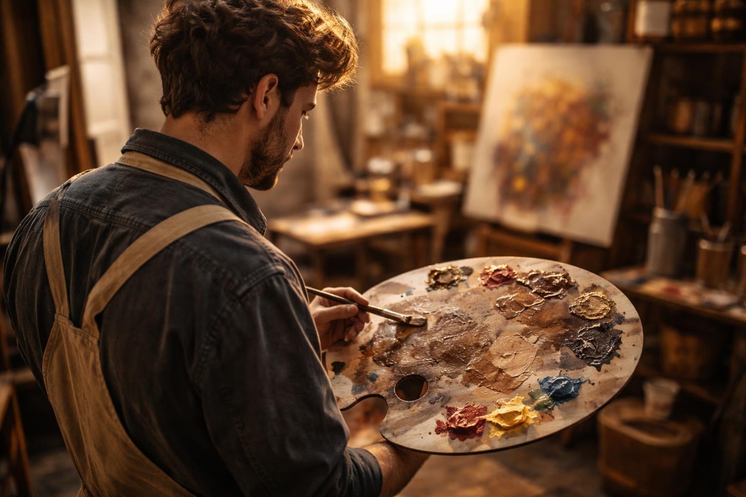 artiste-palette-peinture-atelier-flou