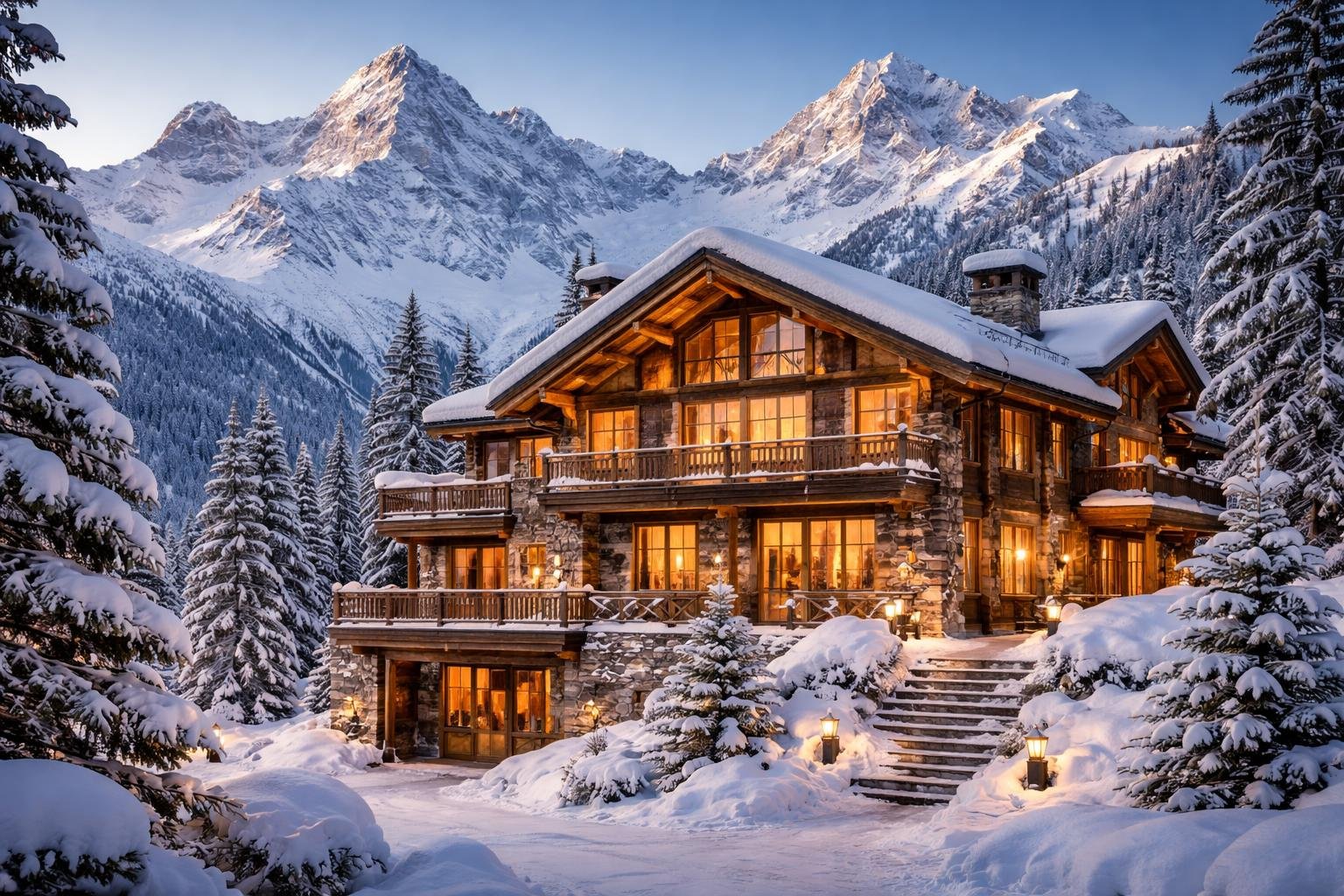 chalet-alpin-montagnes-neige-sommets