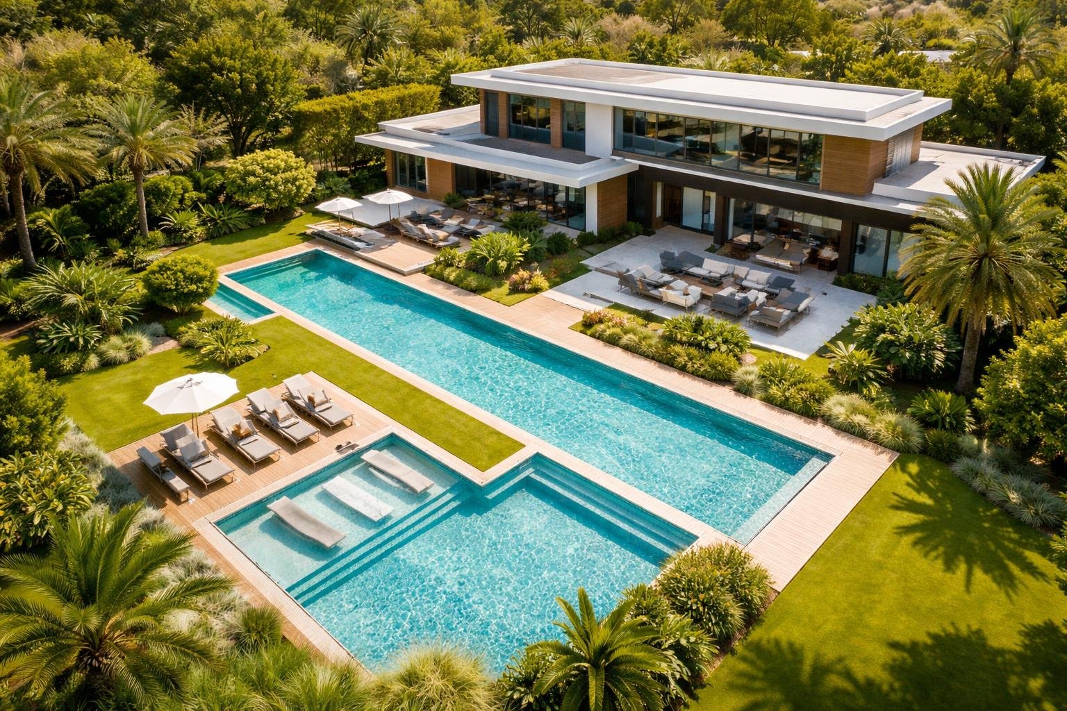vue-aerienne-maison-piscines-jardins