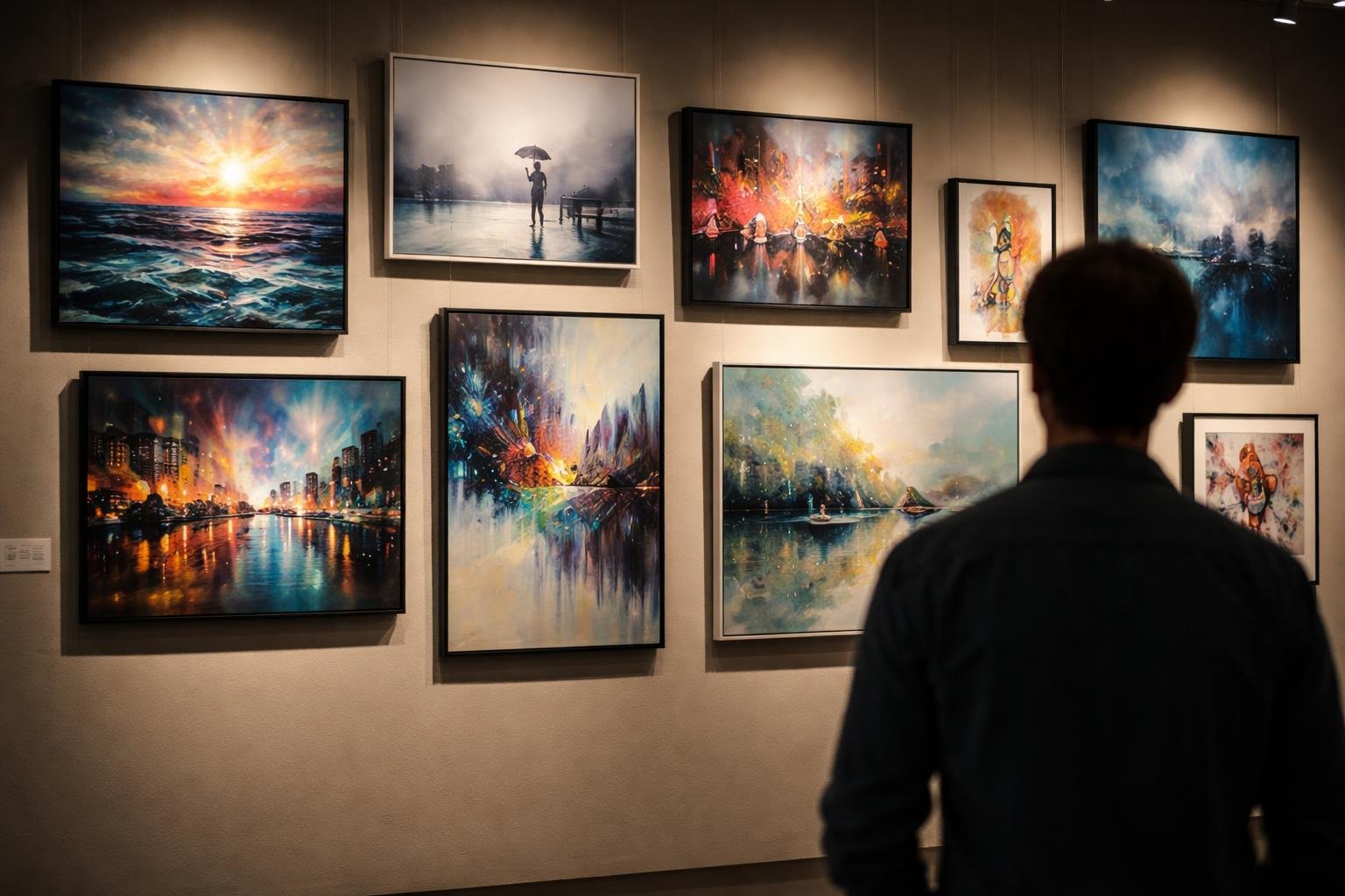 galerie-art-tableaux-eclairage-visiteur