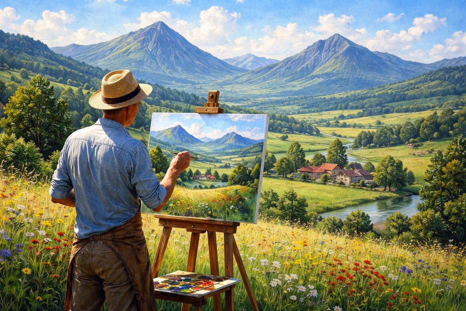 montagnes-auvergne-peintre-chevalet-champs